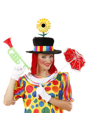 Adult's Clown Hat with Sunflower and Hair