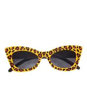 Cermin mata hitam Retro Leopard dewasa