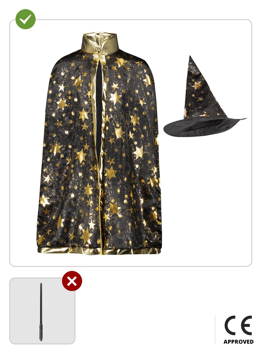 Fato de mago com estrelas para meninos