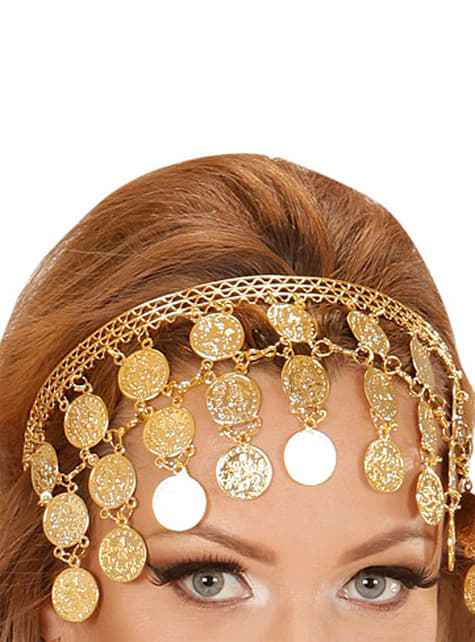 Gouden haarband met muntjes voor vrouw