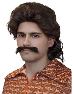 70s wig and mustache