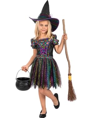 Glitter Witch costume with accessories for girls