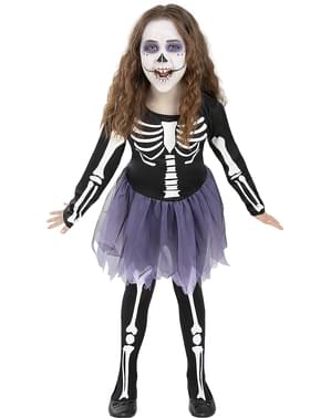 Skeleton costume with tights for girl