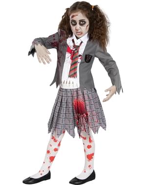 Zombie Student Costume with Tights for Girl