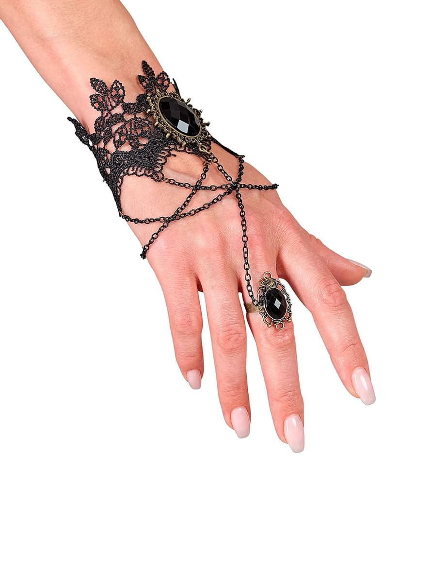 Lace bracelet with ring for women