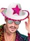 Chapéu de cowboy branco com estrela rosa