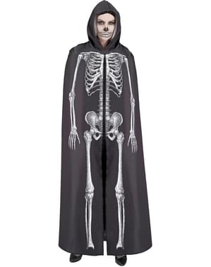 Cloak of skeleton with hood for adult