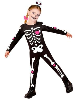 Skeletkostume med hjerter til piger