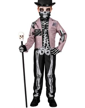 Skeletkostume med jakke til dreng