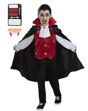 Dracula Kostume til dreng med makeup