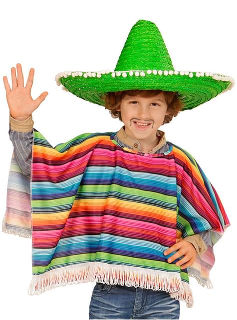 少年のマルチカラーのメキシコのポンチョ