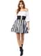 Striped pirate costume for women in large size - Black and White Collection