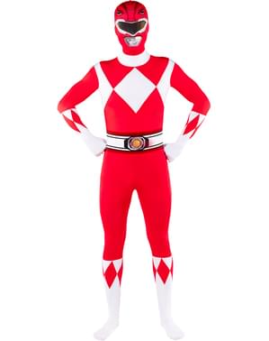 Disfraz de Power Ranger vermelho segunda pele tamanho grande
