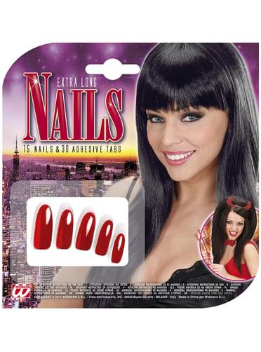 Woman's Set of 15 Extra Long Red Nails