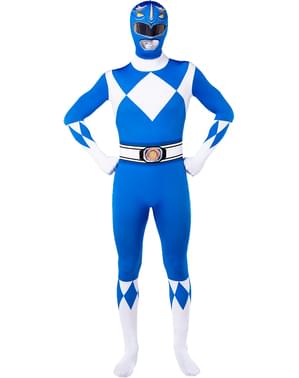 Fantasia de Power Ranger Azul Segunda Pele Tamanho Grande