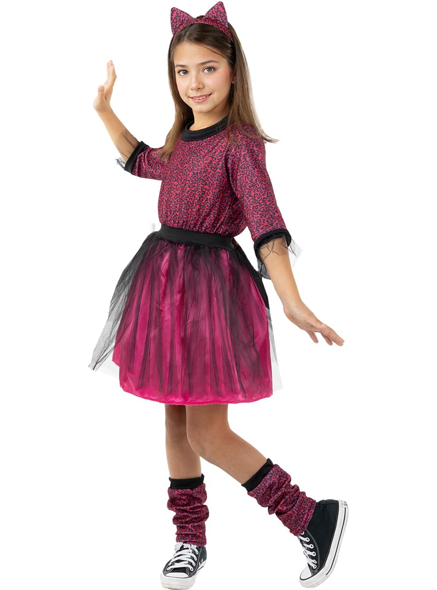 Leoparden Kostüm rosa für Mädchen