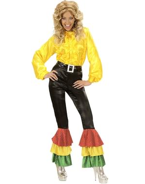 Pantaloni negri din satin cu paiete pentru femeie