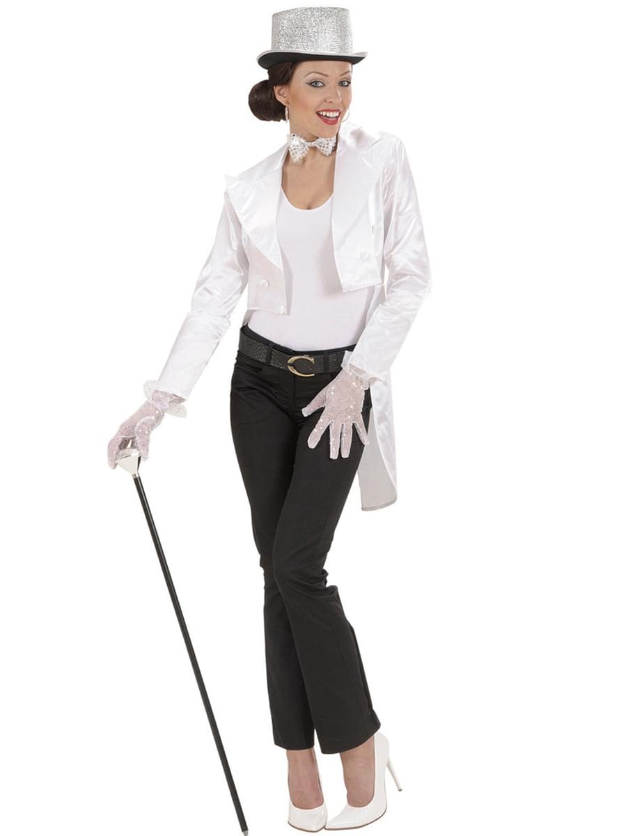 Weißer Satin Frack für Damen