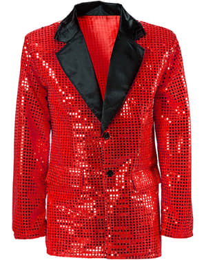 Rød plus size jakke med pailletter til mænd