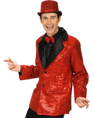 Chaqueta roja de lentejuelas para hombre talla grande