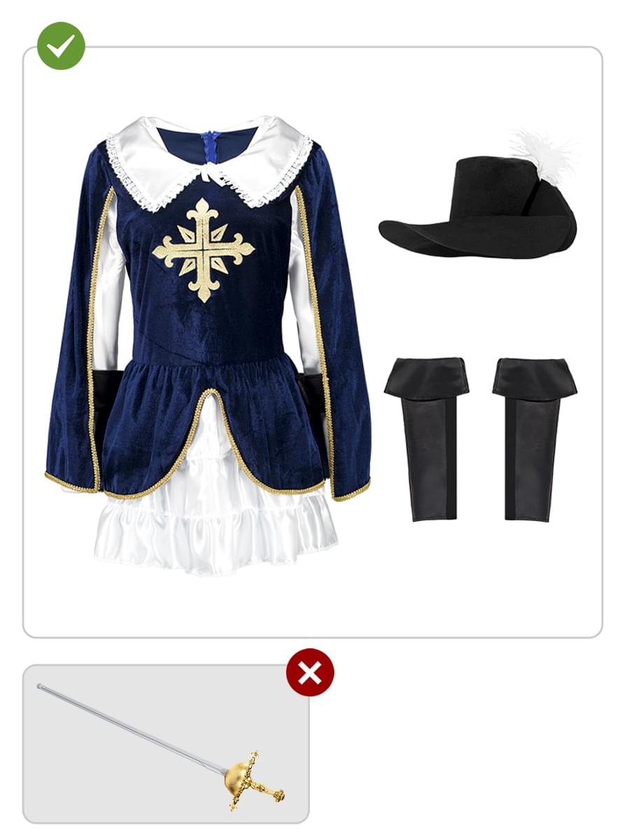 Disfraz de mosquetero para mujer talla grande