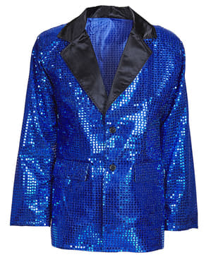 70er Pailletten Jacke für Herren blau