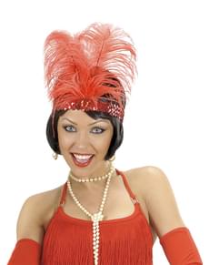 Fita para o cabelo dos anos 20 vermelha para mulher