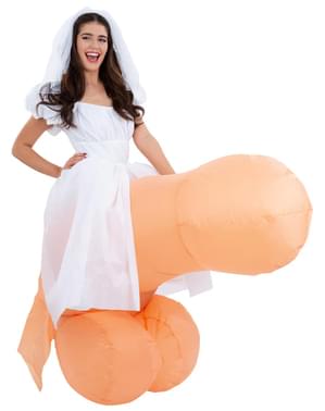 Déguisement de mariée avec pénis gonflable pour adulte