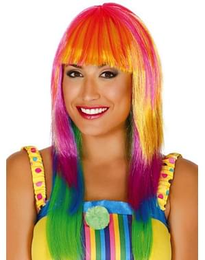 Regenbogen Perücke für Damen