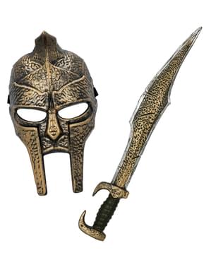 Máscara y espada de Espartano