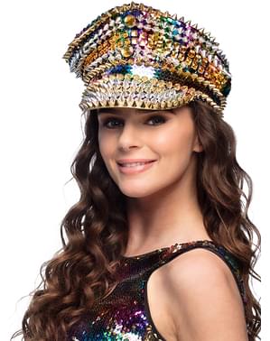 Flerfarget hette med paljetter