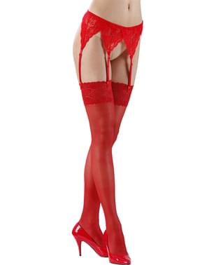 Liguero rojo de encaje para mujer