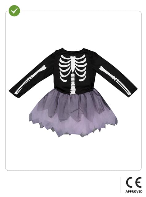 Atosa Costume Halloween Per Bambina – Scheletro Catrina Con Rose E Teschio, Vestito E Cintura