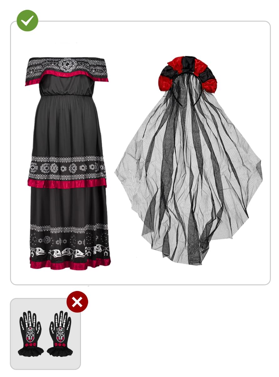 Plus size kostým Dia de los Muertos pro ženy