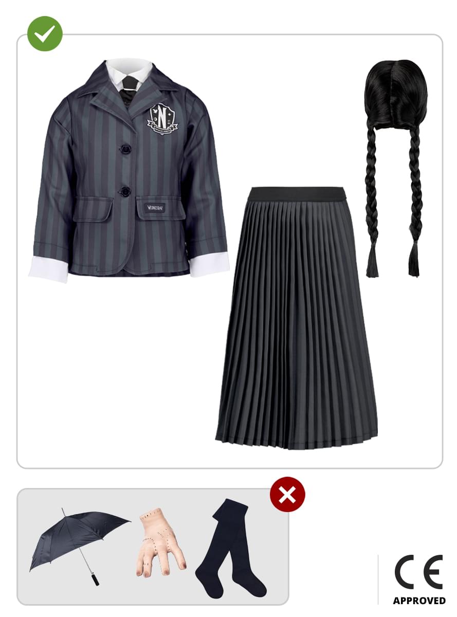 Miržas Addams kostīms ar periku - Wednesday