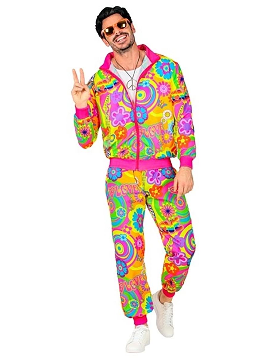 Neon Hippie tracksuit costume for adults