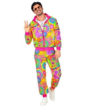 Disfraz chándal Hippie neón para adulto