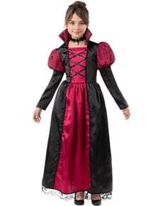 Costume Vampire Fille Gothique Halloween - Robe Dentelle + Collier Rose - Déguisement Enfant Pour Fêtes, Carnaval & Cosplay
