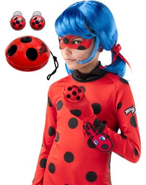 Costume Ladybug Miraculous Enfant Fille 4-9 Ans | Déguisement Coccinelle 4 Pièces Masque Perruque