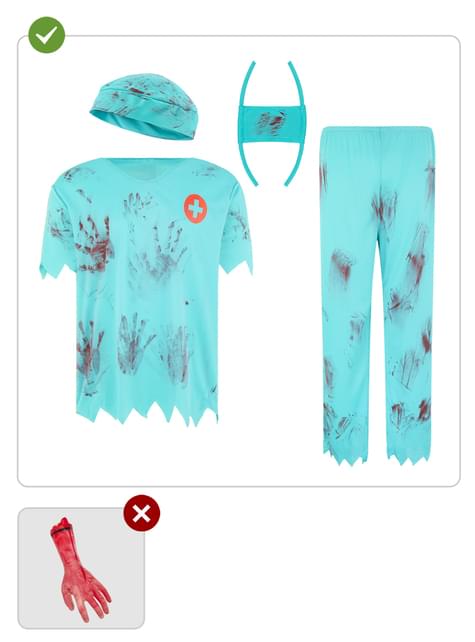 Zombiju ķirurgs kostīms vīriešiem