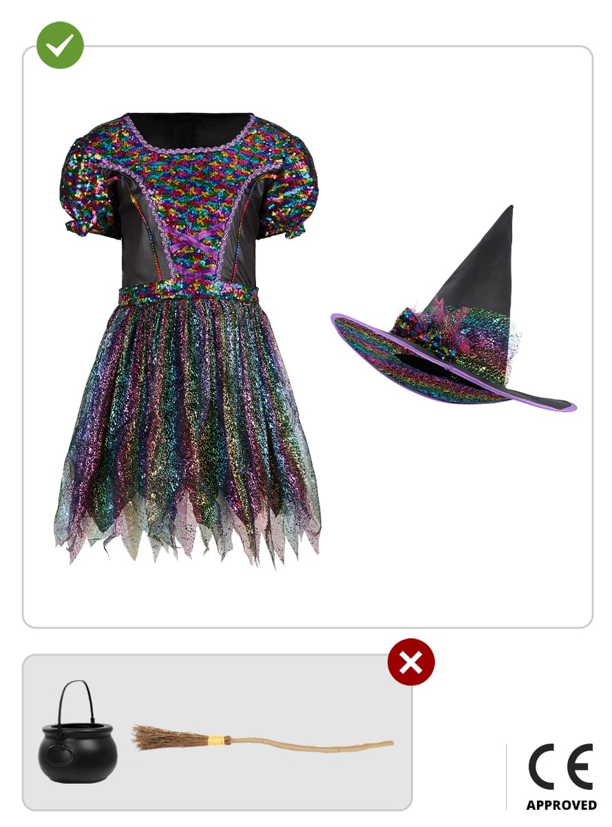 Maskeraddräkt häxa glitter för barn
