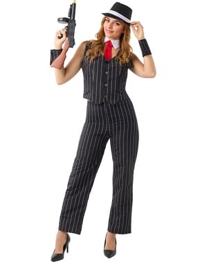 Mafia Gangsterkostyme til Kvinner Plus Size