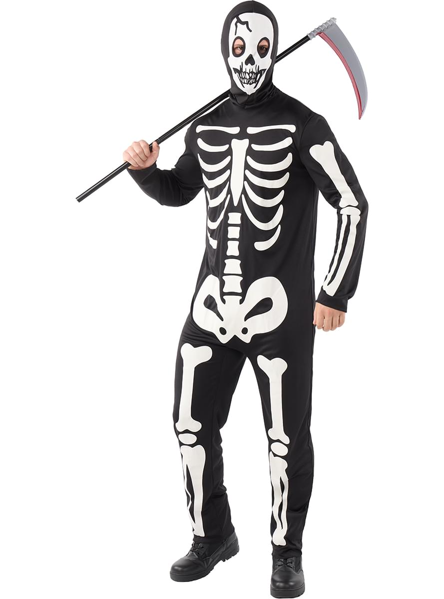 Skeletkostume, der lyser i mørket til mænd