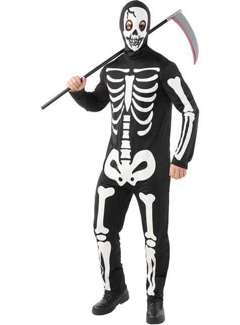 Skeletkostume, der lyser i mørket til mænd