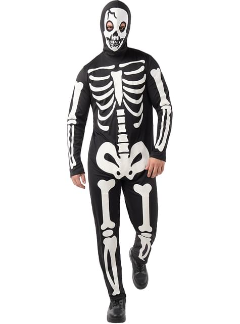Skeletkostume, der lyser i mørket til mænd