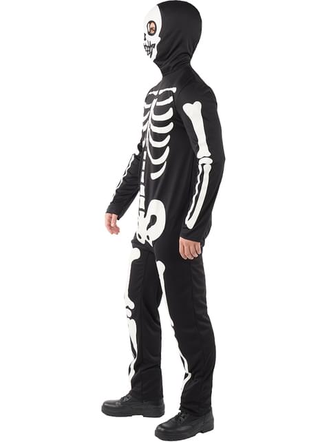 Skeletų kostiumas šviečia tamsoje vyrams didelio dydžio