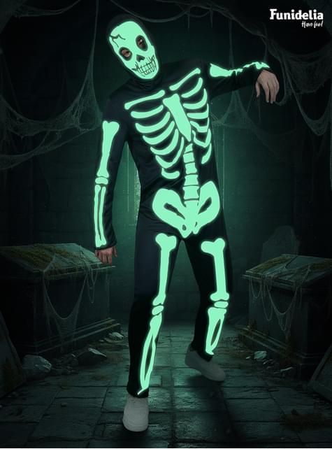 Pánský kostým kostry svítící ve tmě