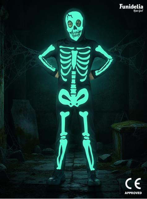 Glow in the dark skelettdräkt för barn
