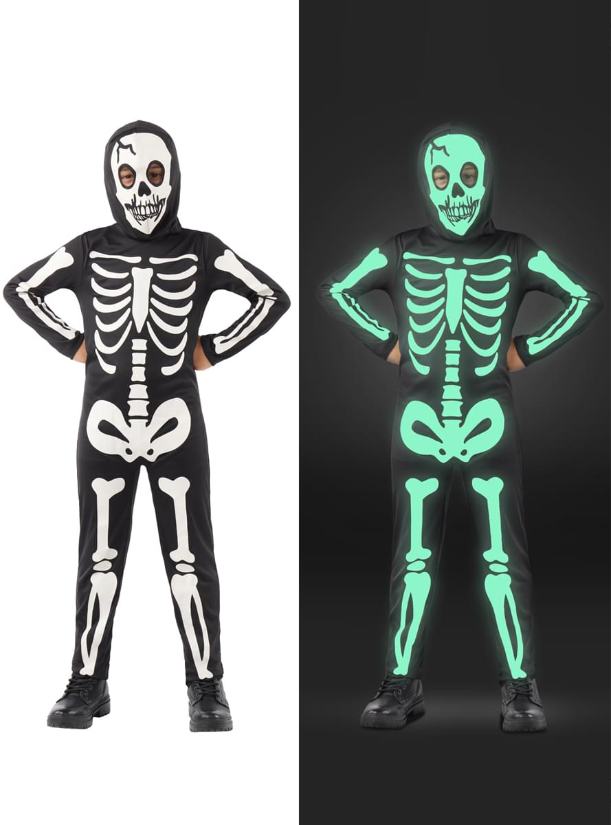 Skeletkostume der lyser i mørket til børn