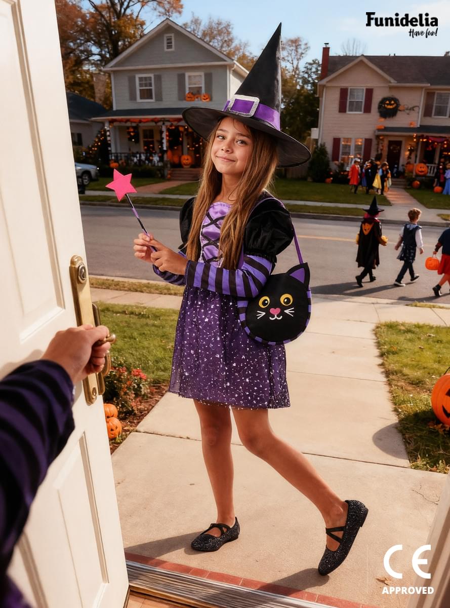 Witch costume with accessories for girls